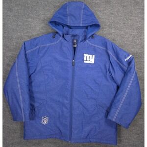 Reebok New York Giants Jacket Mens 2XL Blue On Field Fleece Lined Heavyweight